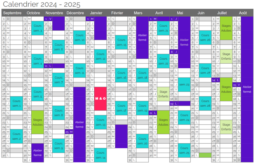 Calendrier Atelier Ceramics D. 2024 2025